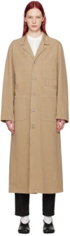 Mm6 Maison Margiela Beige Embroidered Denim Coat In 127 Camel