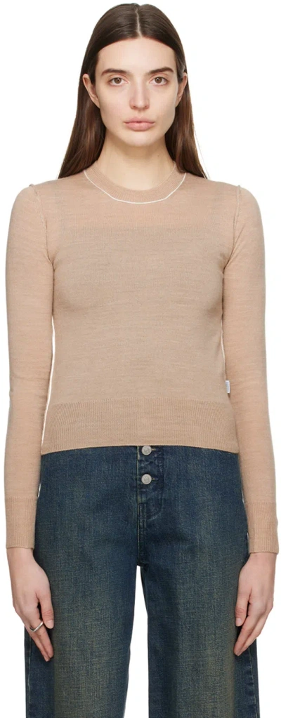 Mm6 Maison Margiela Beige Exposed Seam Sweater In 119 Beige