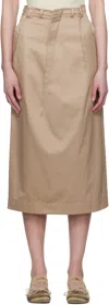 Mm6 Maison Margiela Beige Light Cotton Twill Darting Midi Skirt In 115 Sand