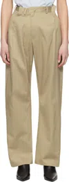 Mm6 Maison Margiela Beige Light Cotton Twill Darting Trousers In 115 Sand