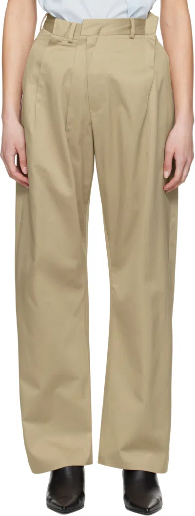 Mm6 Maison Margiela Beige Light Cotton Twill Darting Trousers In 115 Sand