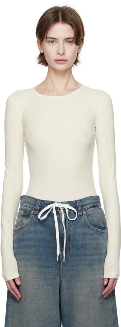 Mm6 Maison Margiela Beige Lycra Jersey Bodysuit In 102 Cream