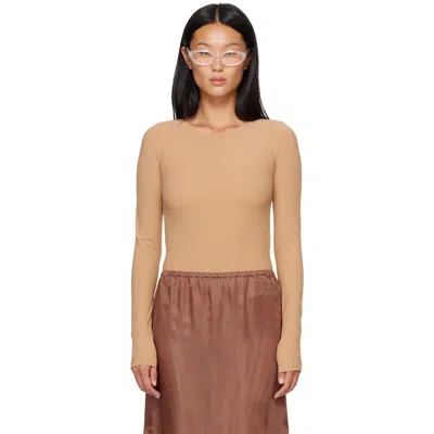 Mm6 Maison Margiela Beige Lycra Jersey Bodysuit In 131 Miami