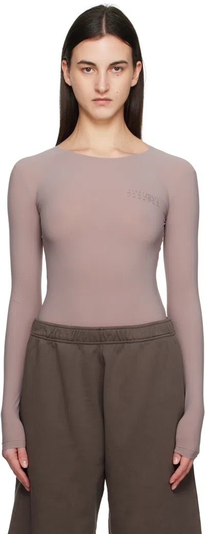 Mm6 Maison Margiela Beige Lycra Jersey Bodysuit In 222 Powder