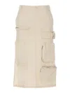 Mm6 Maison Margiela Cotton Gabardine Midi Cargo Skirt In Beis