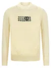 Mm6 Maison Margiela Crew Neck Distressed Graphic Print Sweater In Neutral