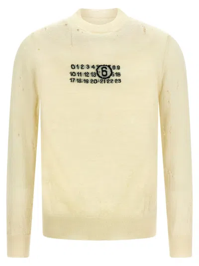 MM6 MAISON MARGIELA BEIGE NUMERIC SIGNATURE SWEATER