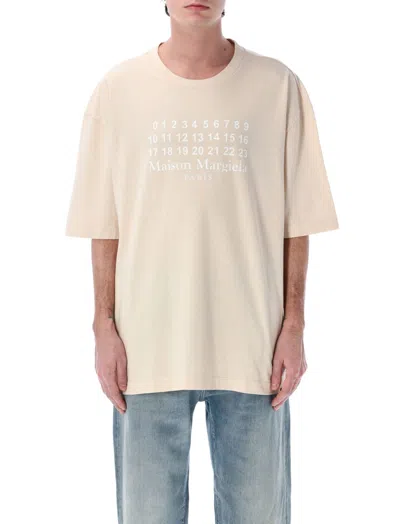 Mm6 Maison Margiela Beige Oversize Logo T-shirt