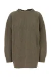 Mm6 Maison Margiela Oversized Wool Blend Sweater With Crew Neck In Brown