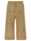 Mm6 Maison Margiela Belt Loops Paint Splatter Design Shorts In Beige