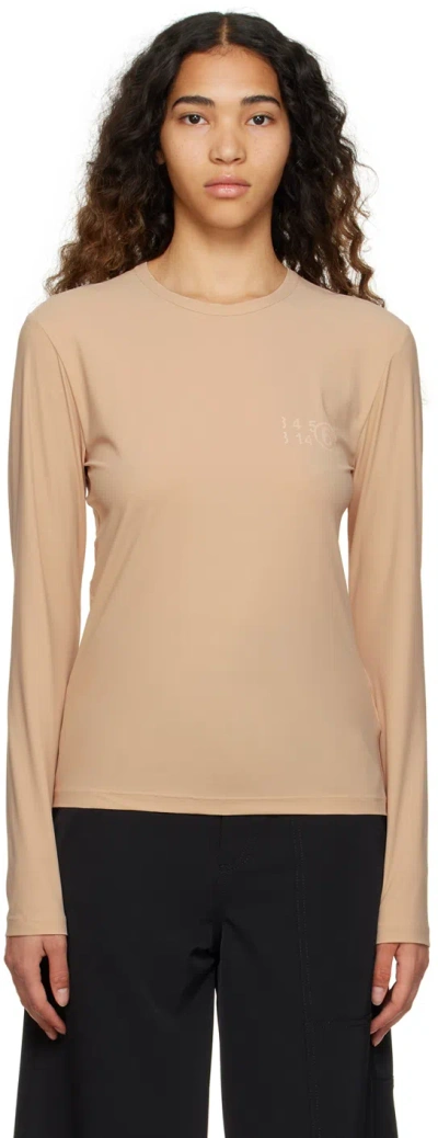 Mm6 Maison Margiela Beige Printed Long Sleeve T-shirt In 121 Alba