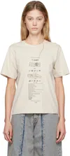 MM6 MAISON MARGIELA BEIGE PRINTED TEXT & LOGO T-SHIRT