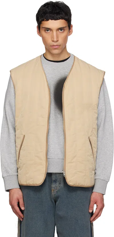 Mm6 Maison Margiela Beige Quilted Reversible Vest In Orange