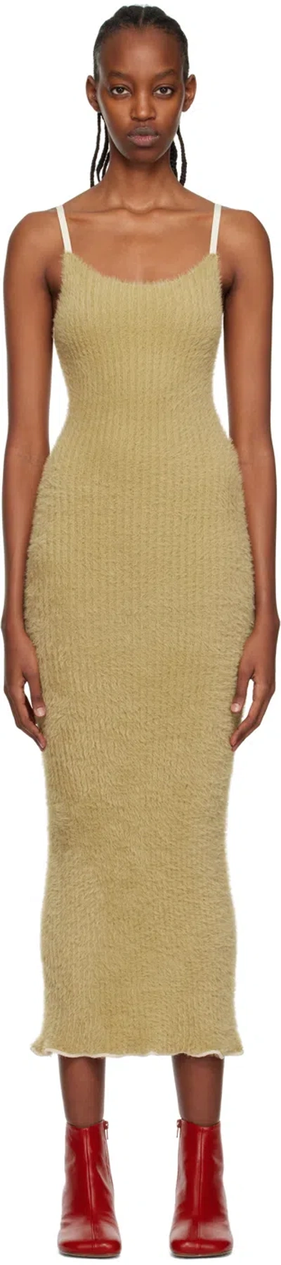 Mm6 Maison Margiela Beige Ribbed Maxi Dress In 109 Light Beige