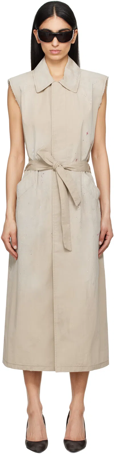 Mm6 Maison Margiela Beige Sleeveless Trench Coat In 113 Beige