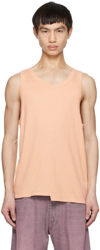 Mm6 Maison Margiela Beige Spliced Tank Top In 124 Peach