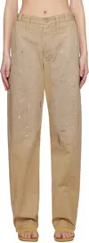 Mm6 Maison Margiela Beige Tailored Painter Trousers In 124 Sand Beige