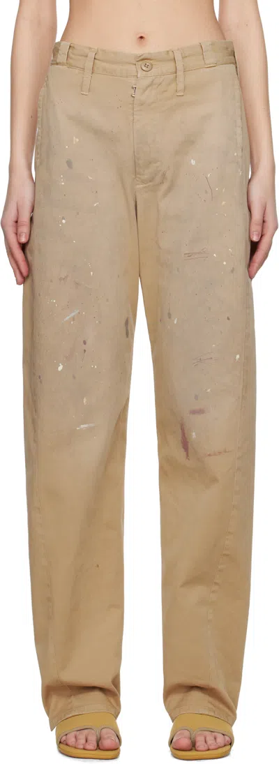 Mm6 Maison Margiela Beige Tailored Painter Trousers In 124 Sand Beige