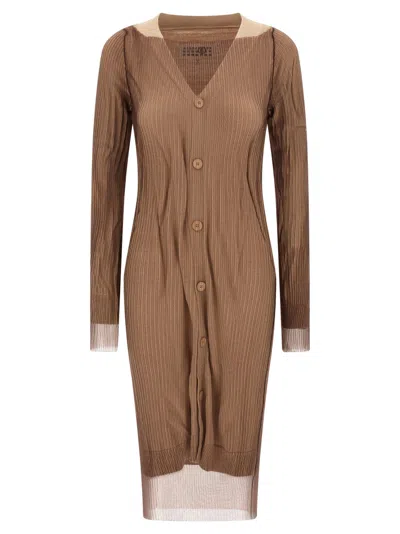 MM6 MAISON MARGIELA BEIGE TRAPPED DOUBLE LAYER DRESS