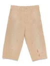 Mm6 Maison Margiela Mm6 By Maison Margiela Relaxed Fit Beige Bermudas With Artistic Distressing In Beige