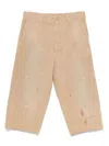 Mm6 Maison Margiela Mm6 By Maison Margiela Relaxed Fit Beige Bermudas With Artistic Distressing In Beige