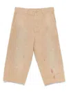 Mm6 Maison Margiela Mm6 By Maison Margiela Relaxed Fit Beige Bermudas With Artistic Distressing In Beige