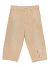 Mm6 Maison Margiela Mm6 By Maison Margiela Relaxed Fit Beige Bermudas With Artistic Distressing