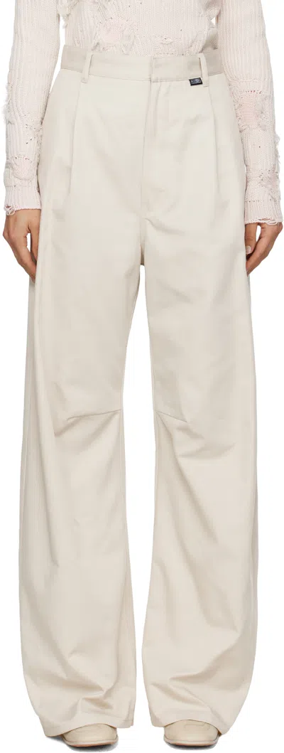 Mm6 Maison Margiela Beige Wide Leg Twill Trousers