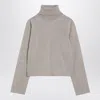 Mm6 Maison Margiela Beige Wool Blend Turtleneck Sweater In Gray