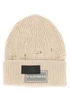Mm6 Maison Margiela Knit Ribbed Hat Distressed Detailing In Neutral