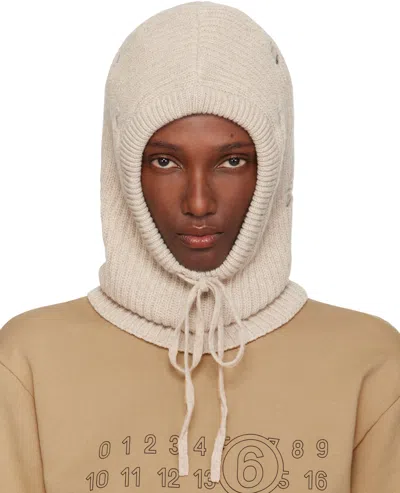 Mm6 Maison Margiela Beige Wool Hood In Brown