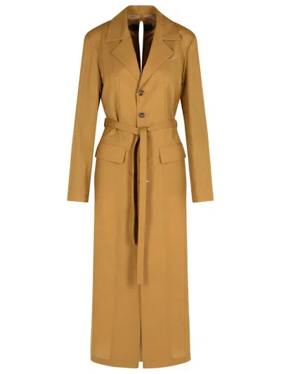 Mm6 Maison Margiela Beige Wool Trench Coat In Brown