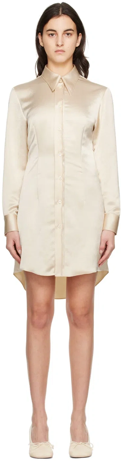 Mm6 Maison Margiela Beige Wrinkled Minidress In 102 Off White
