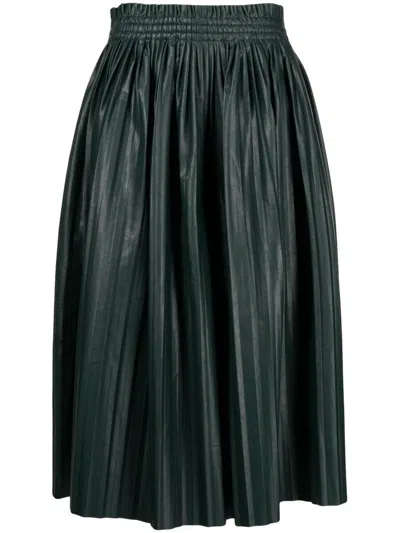 Mm6 Maison Margiela Green Pleated Faux-leather Trousers In 632 Poison Green