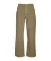 Mm6 Maison Margiela Green Embroidered-logo Trousers In Brown