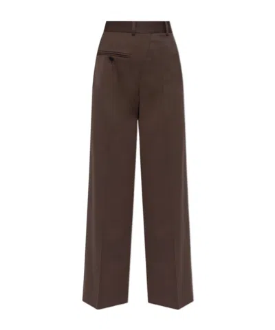 Mm6 Maison Margiela Creased Wide-leg Trousers In Brown
