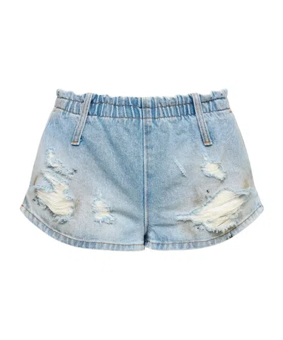 MM6 MAISON MARGIELA MM6 MAISON MARGIELA DISTRESSED DENIM SHORTS