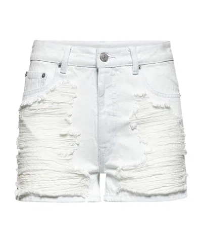 MM6 MAISON MARGIELA MM6 MAISON MARGIELA LOGO PATCH DISTRESSED SHORTS