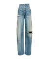 Shop Mm6 Maison Margiela Distressed Straight Jeans In Blue