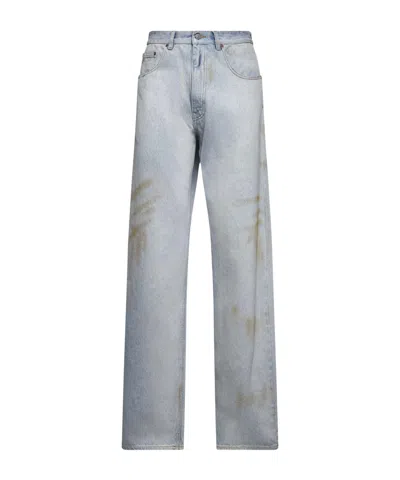 Mm6 Maison Margiela | Light Blue Denim Straight Jeans| Man | 31 In Gray
