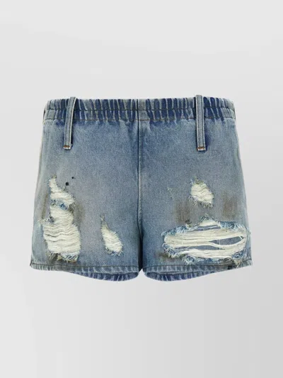 MM6 MAISON MARGIELA BELT LOOPS DISTRESSED DENIM SHORTS