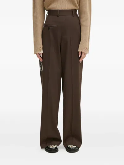 Mm6 Maison Margiela Belt-loops Trousers In Brown