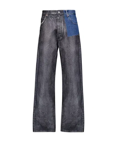 Mm6 Maison Margiela Belt Ring Denim Trousers In Black