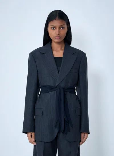 Mm6 Maison Margiela Belted Blazer In Blue