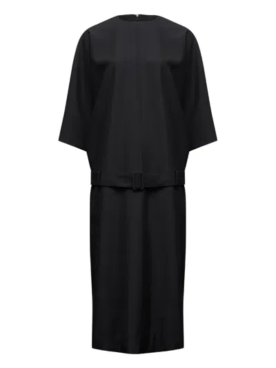 Mm6 Maison Margiela Belted Midi Dress In Black