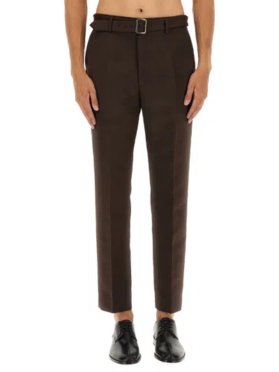 Mm6 Maison Margiela Belted Pants In Brown
