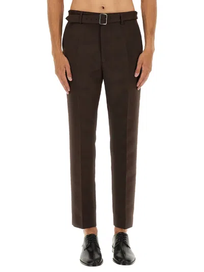 Mm6 Maison Margiela Belted Pants In Brown