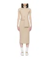 Mm6 Maison Margiela Beige Belted Midi Dress In Nude