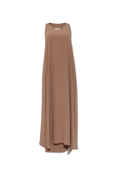Mm6 Maison Margiela Belted Sleeveless Maxi Dress In Brown
