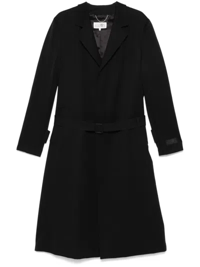 Mm6 Maison Margiela Belted Trench Coat In Black
